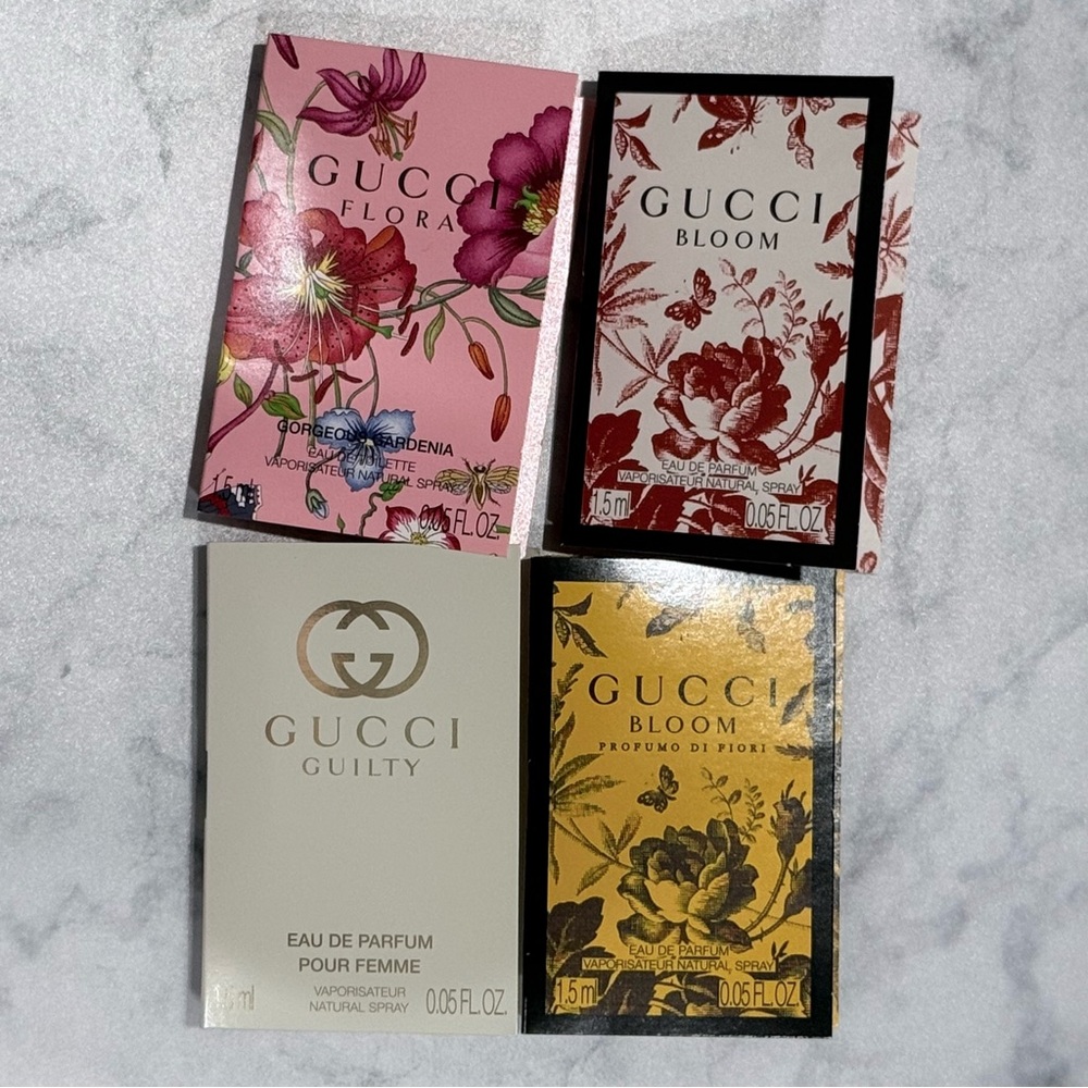 Gucci Perfume Sample Collection - Pink, Red, Gold, Cream